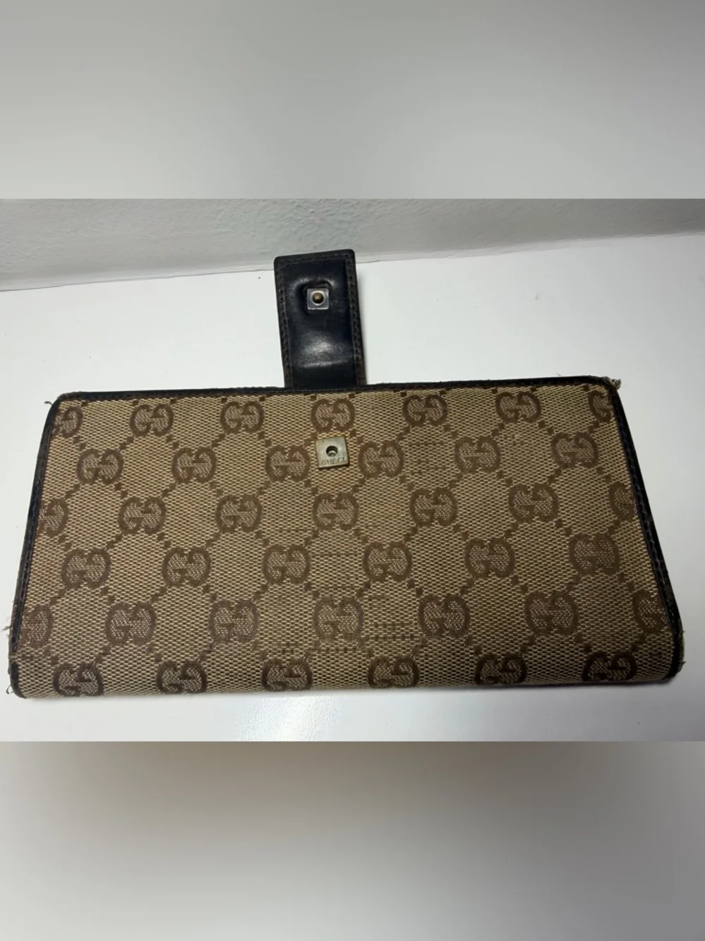 Gucci Brown and Beige Monogram Continental Wallet (Fair) with COA - Picture 10 of 16